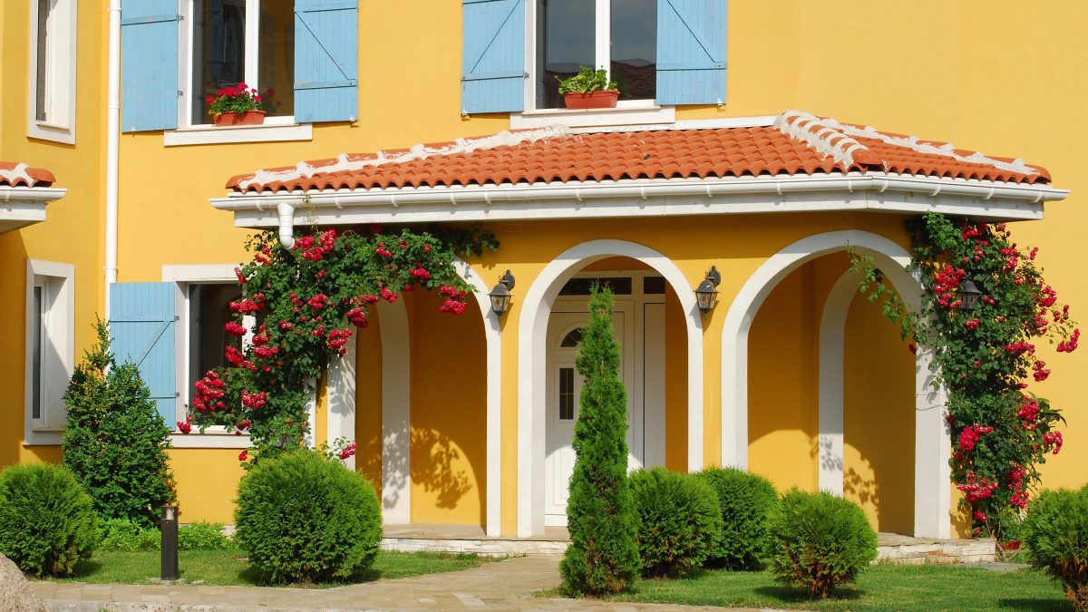 orange colour painted house
