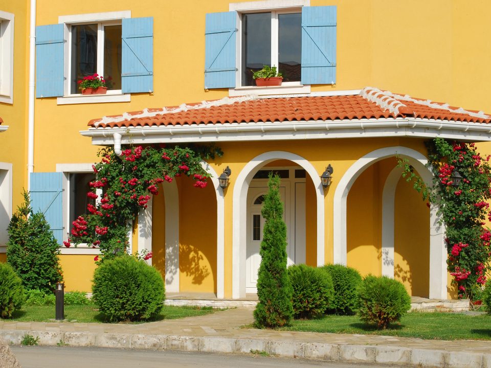 orange colour painted house
