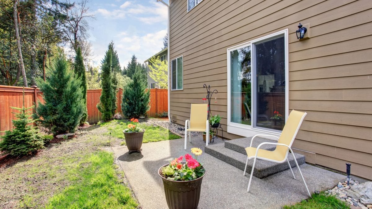 Nice backyard with concrete patio area